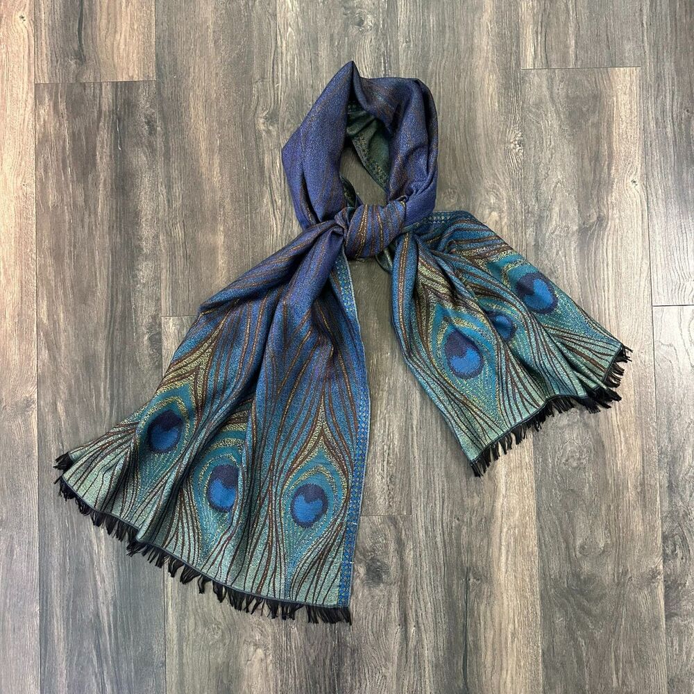 Louis C. Tiffany Peacock Wool-Blend Shawl Scarf Metropolitan Museum of Art EUC